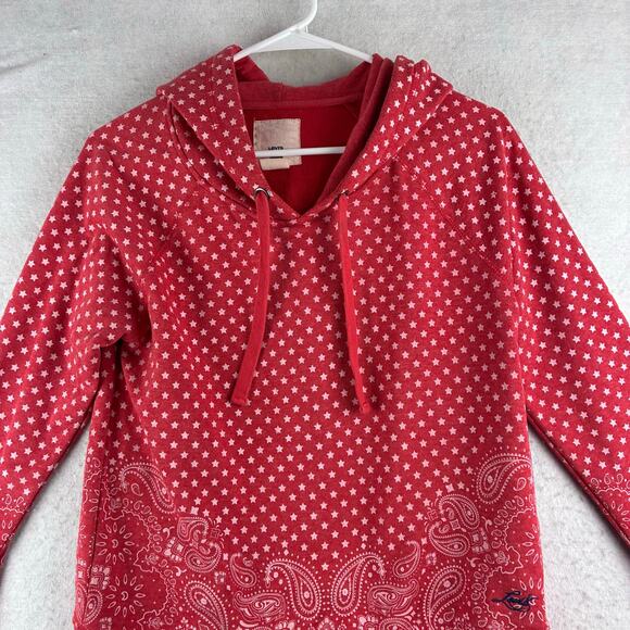 Levis Western Star Hoodie Women's Medium Red Paisley Polka Dots Hood READ - Picture 8 of 11